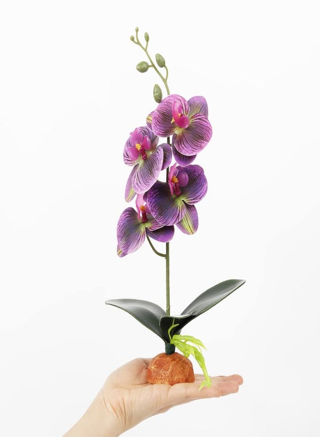 WOLEDOE Fake Orchids Artificial Flowers, Reptile Terrarium Decor Plants, Bearded Dragon Tank Accessories fit Crested Gecko Leopard Lizard Chameleon Ball Python Snake Frog (Radiant) - Image 3